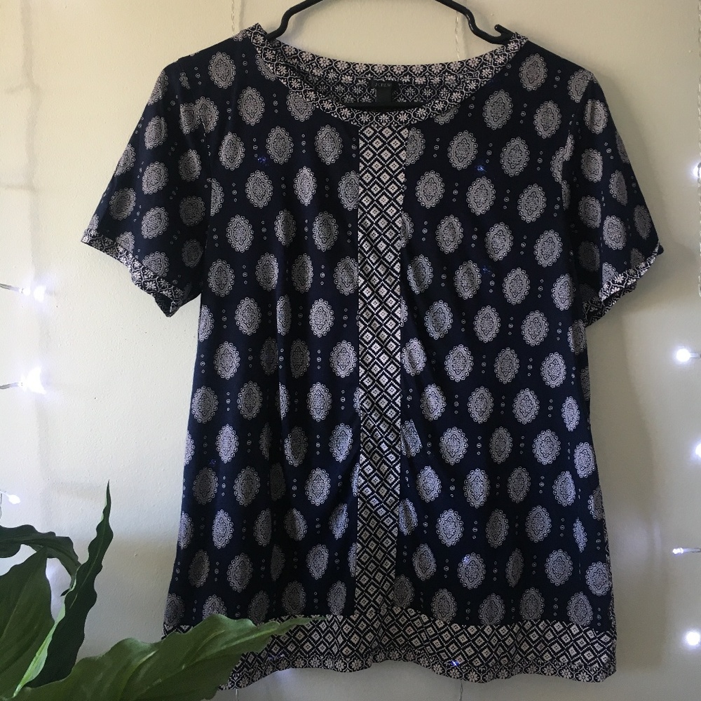 Navy and Beige J. Crew Tee